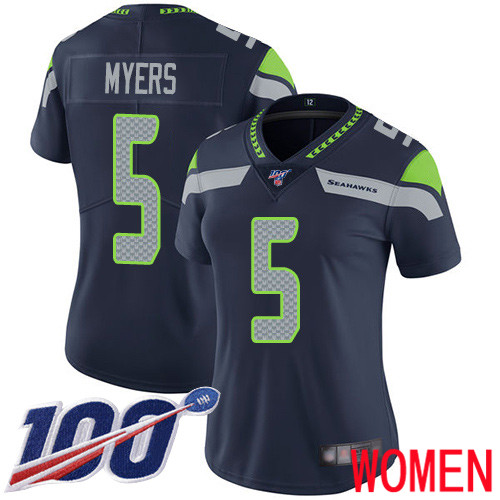 Seattle Seahawks Limited Navy Blue Women Jason Myers Home Jersey NFL Football #5 100th Season Vapor Untouchable